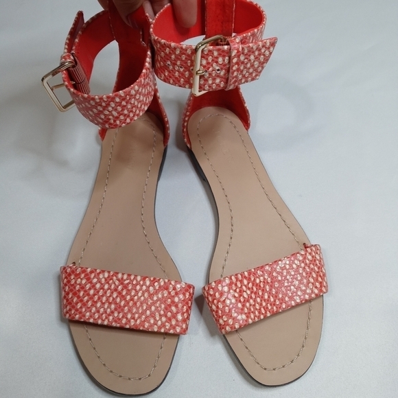 J.Crew Snake Skin Print Ankle Strap Leather Sandals Size 7 - Picture 4 of 13